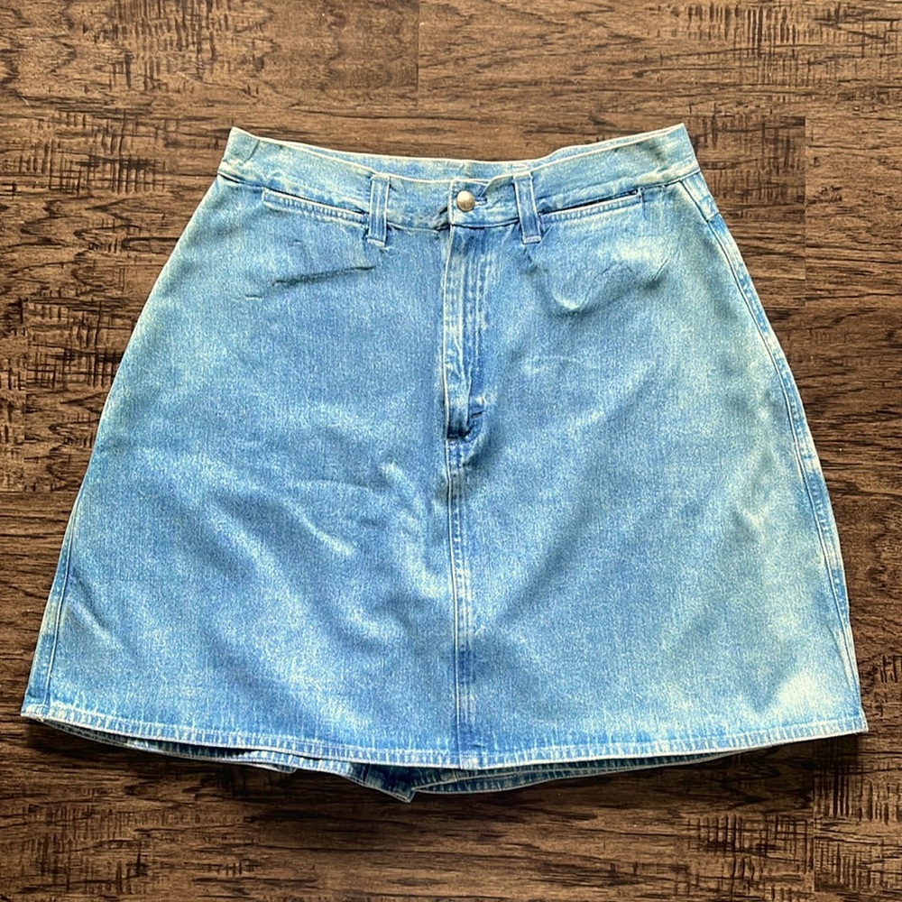 VINTAGE DENIM Skort Skirt by JeAnn Collection | 100% Cotton | Nickel Buttons | S